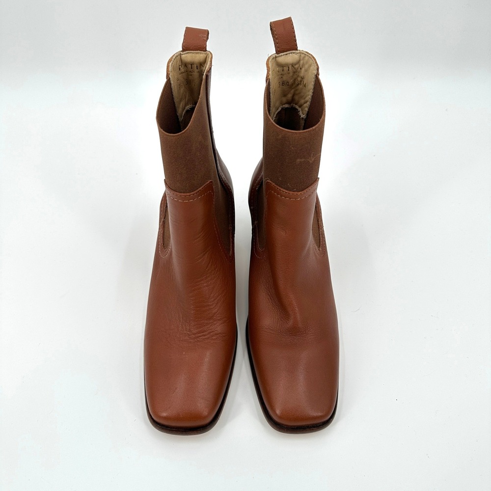 Portland Leather Goods Patina Vero Brown Leather Chelsea Square Ankle Boots 8.5 - Picture 3 of 9